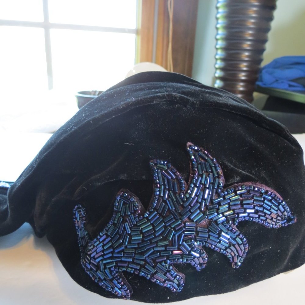 Nat Frank Vintage Blue Velvet Hat Sequins